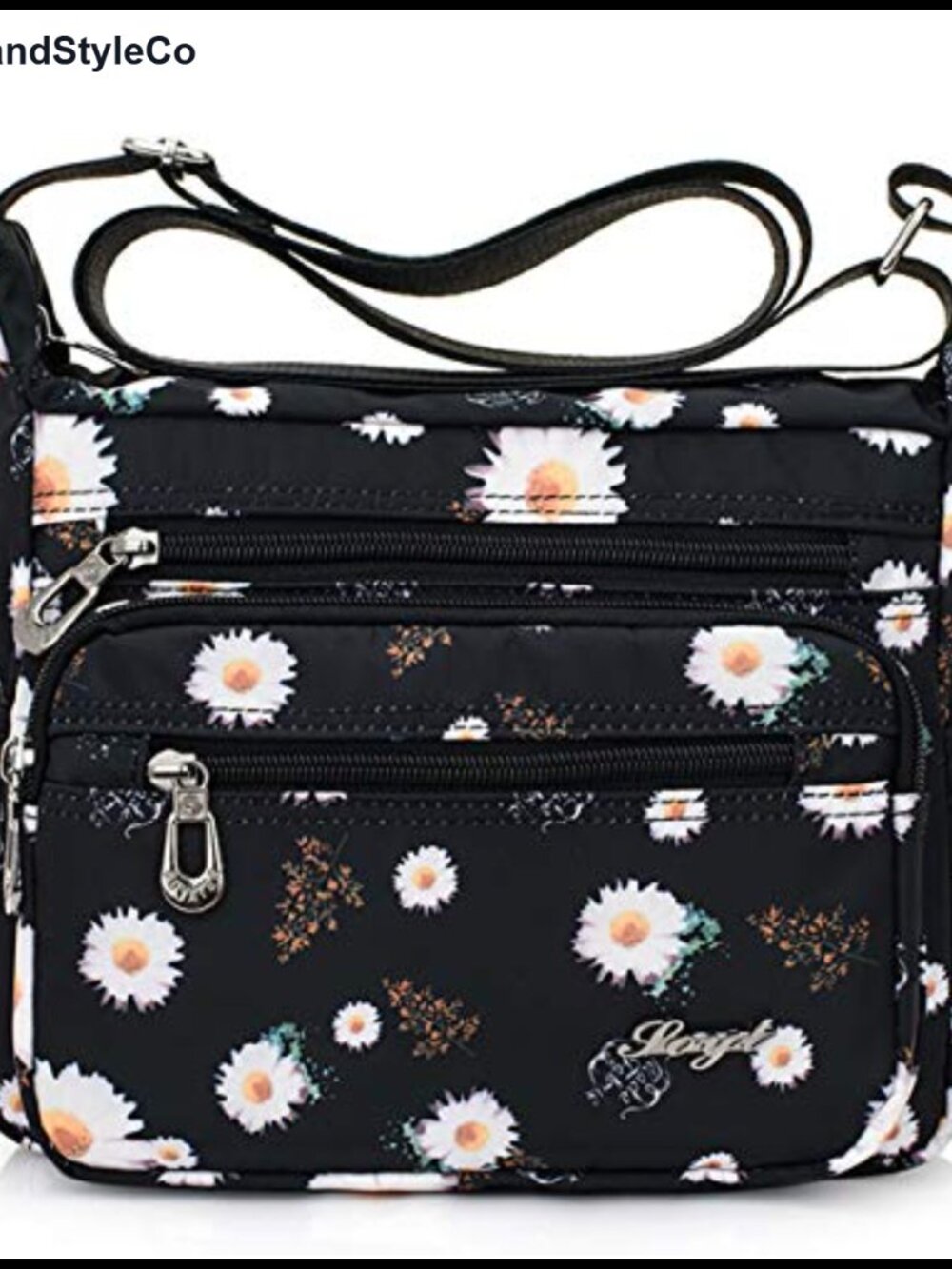 Nylon Floral Multi-Pocket Crossbody Purse Womens Travel Shoulder Bag